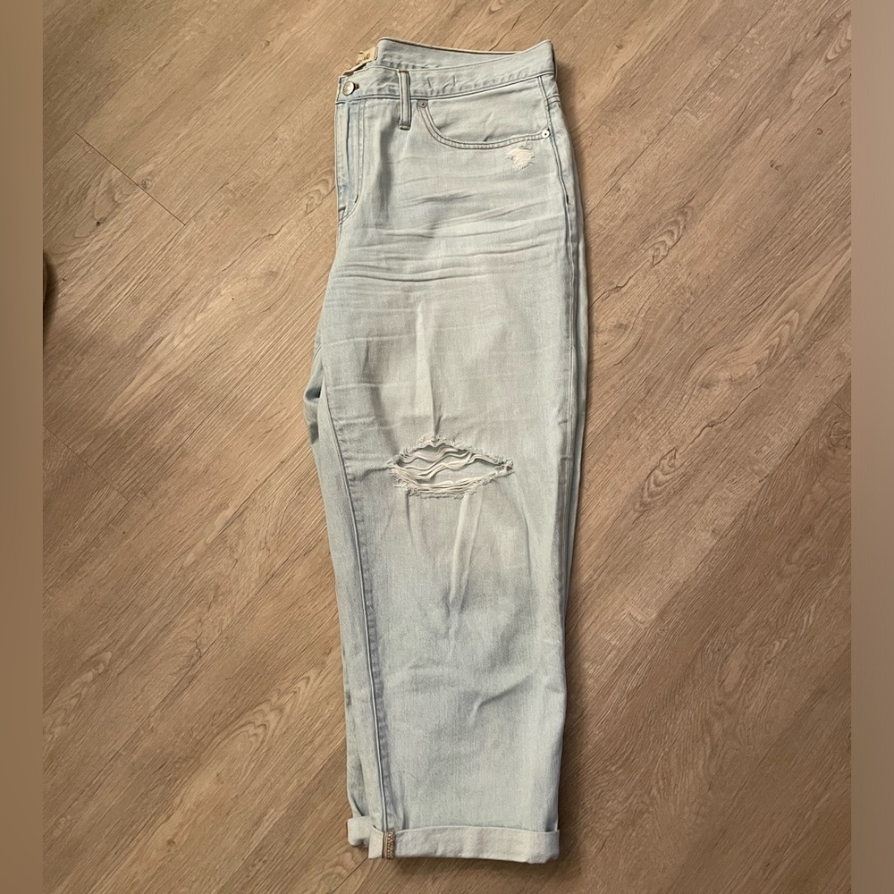 Madewell Slouchy Boyjeans, Light Wash, Ripped - 32 Petite